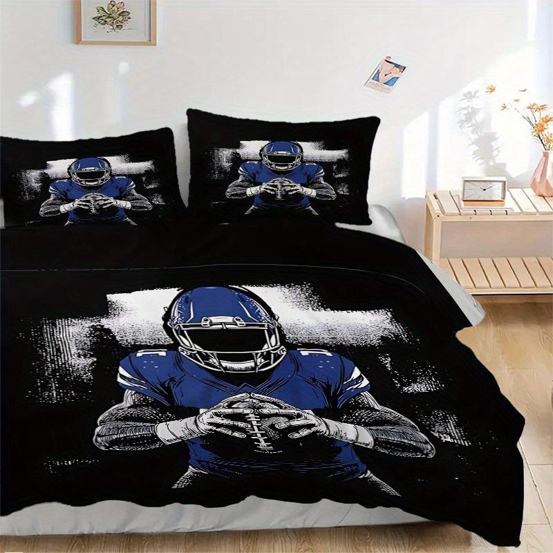 3pcs set Football Player 1 Quilt Cover + 2 Pillowcases, All Seasons Bedroom Setting, Perfect for Home and Dorm Decor a167