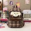 Schoolbag Vintage College Style Plaid Puppy School Bag ins Versatile Girls High Value College Students Class Backpack Backpack
