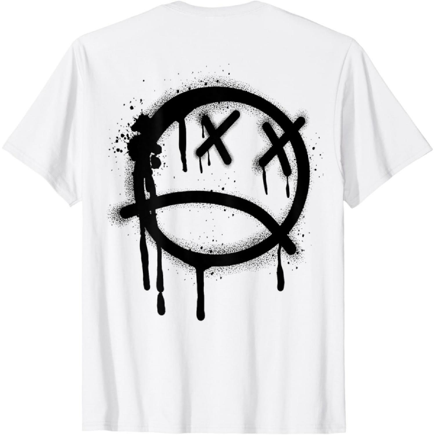 Sad Face In Black Graffiti Spray Paint T-Shirt XXXXXL белый