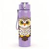 1PC Owl On Branch Watercolor Art Print 750ml Color Plastic Sports Water Bottle Leakproof Flip Straw Lid Suitable for Sports Office Home Use