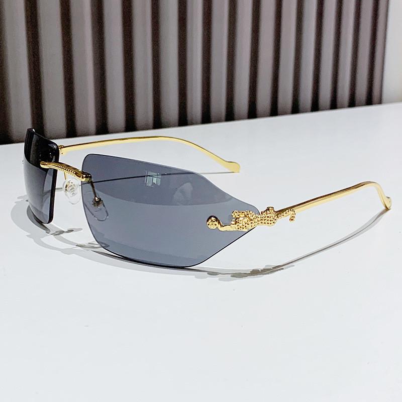 Cheetah Head Unisex Frameless Sunglasses With Uv400 Nonpolarized For Fashion And Travel