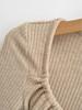 Women's Lace-Up U-Neck Slim Fit Long-Sleeve Ribbed Knit Top for Spring/Autumn