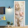 Modern Embossed Floral Jewelry Poster Door Sticker, Abstract Art Door Sticker, PVC Self-adhesive Removable Door Sticker.
