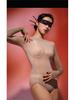 Seamless Shiny Silky High-Cut Bodysuit & Sexy Stockings Set - Large Size