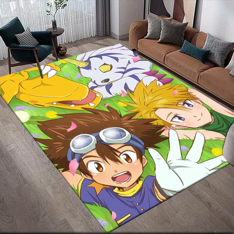 Digimon Characters Anti-Slip Floor Mat, Rectangular Carpet for Bedroom, Living Room, Sofa & Game Area, Home Decor