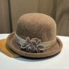 Hat lady autumn and winter fashion elegant basin hat knitted woolen top hat middle-aged and elderly mother warm bucket hat