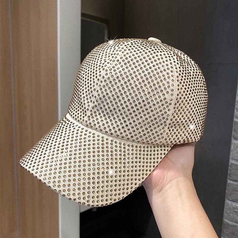 Fashion Designer Net Red Ins Summer Women'S Super Flash Rhinestone Hip-Hop Hat Street Kpop Outdoor Sun Hat Baseball Cap