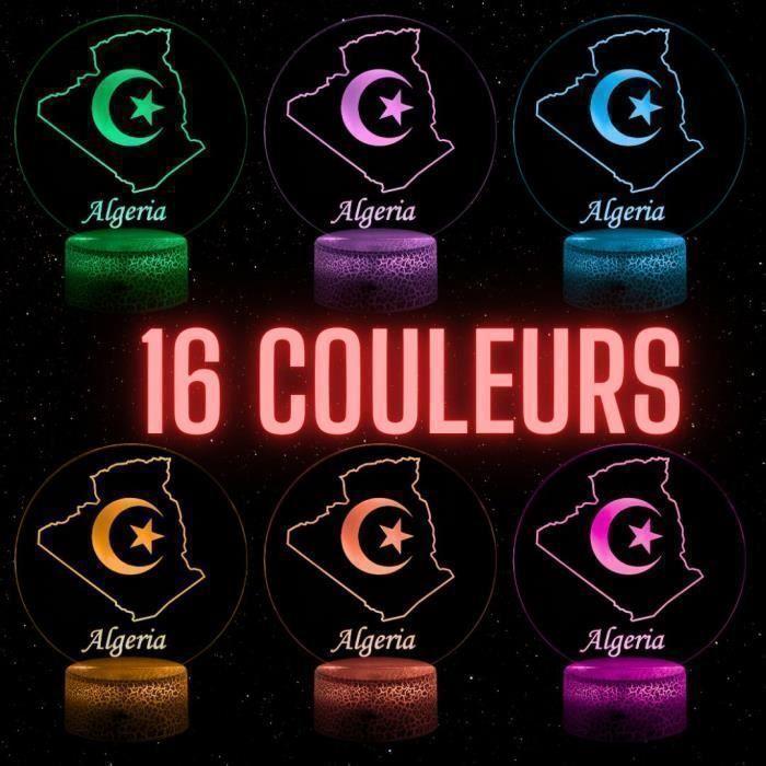 Lampe de Chevet 3D LED - Algérie - Veilleuse Tactile - 16 Couleurs - Télécommande - Ambiance Unique