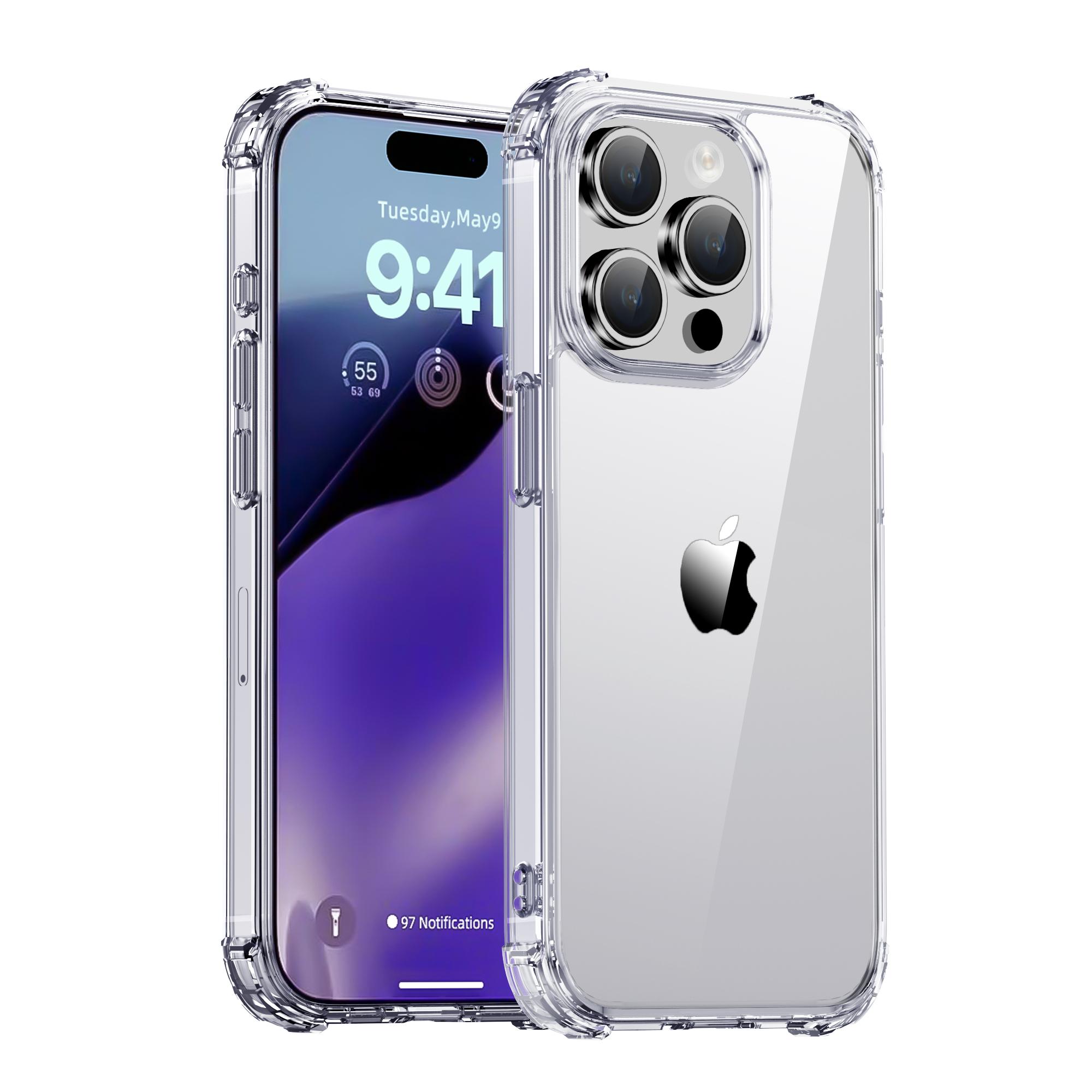 

IPAKY Transparent Phone Case for iPhone 15 Pro,Hard PC TPU Frame Anti-drop Phone Cover A