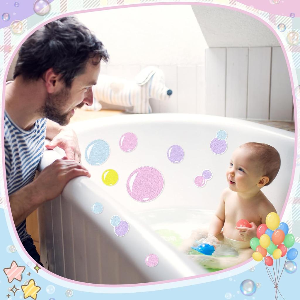 32 Pcs Cute Non Slip Bathtub Stickers for Shower Colorful Bathroom Anti Slip Shower Stickers Floor Applique Adhesive Decals with Scraper for Bathtub