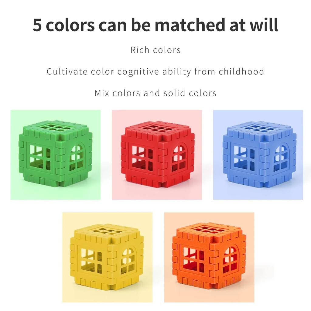 Non-Toxic Children Building Houses Building Blocks Assembling Toys Puzzle Large Particle Blocks Wall And Window Models Puzzle For Kids Toy