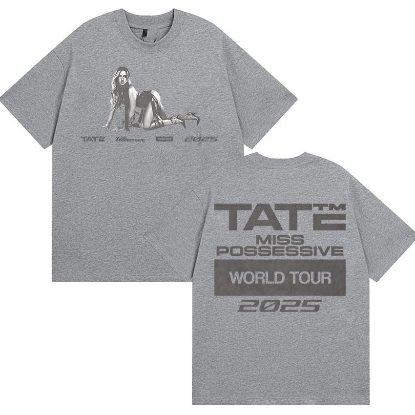 90s Vintage Tate McRae Miss Possessive Tour 2025 New T Shirts Men Women's Hip Hop Fashion Cotton Short Sleeve T-shirt Streetwear