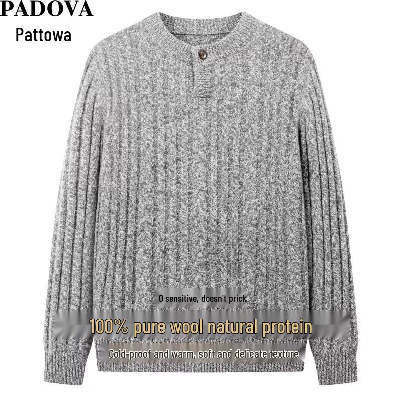 Patowa 100% Merino Wool Cable Knit Crewneck Sweater