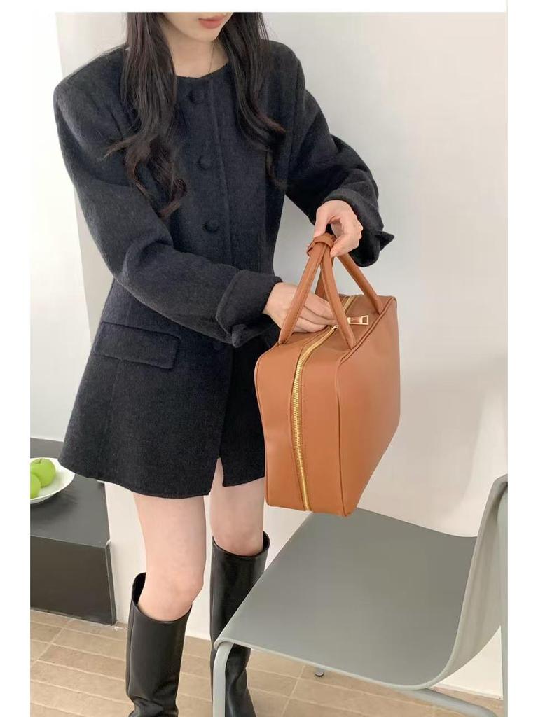2025 Elegant Double-Faced Wool Coat - Slimming Casual Mid-Length, Perfect for Autumn & Winter.