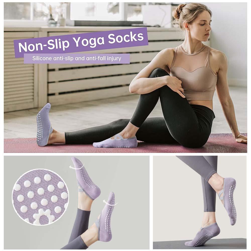 3 Pairs Grip Pilates Socks for Women – Non-Slip Yoga Socks for Ballet, Dance, and Workouts