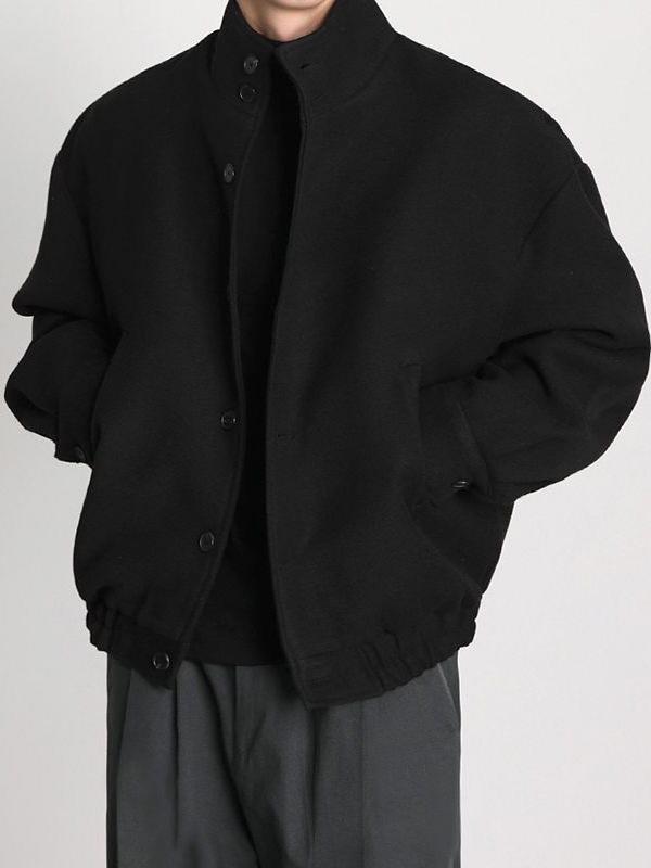 Herren British-Style Woll-Baseballjacke - Trendige Herbst- & Winter-Arbeitskleidung mit Stehkragen