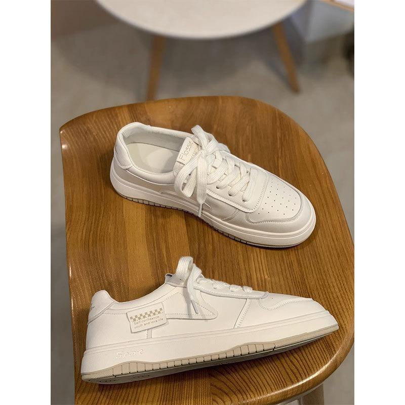 Leather little white shoes women's soft-soled women's shoes spring new versatile flat baseplate shoes casual sports shoes