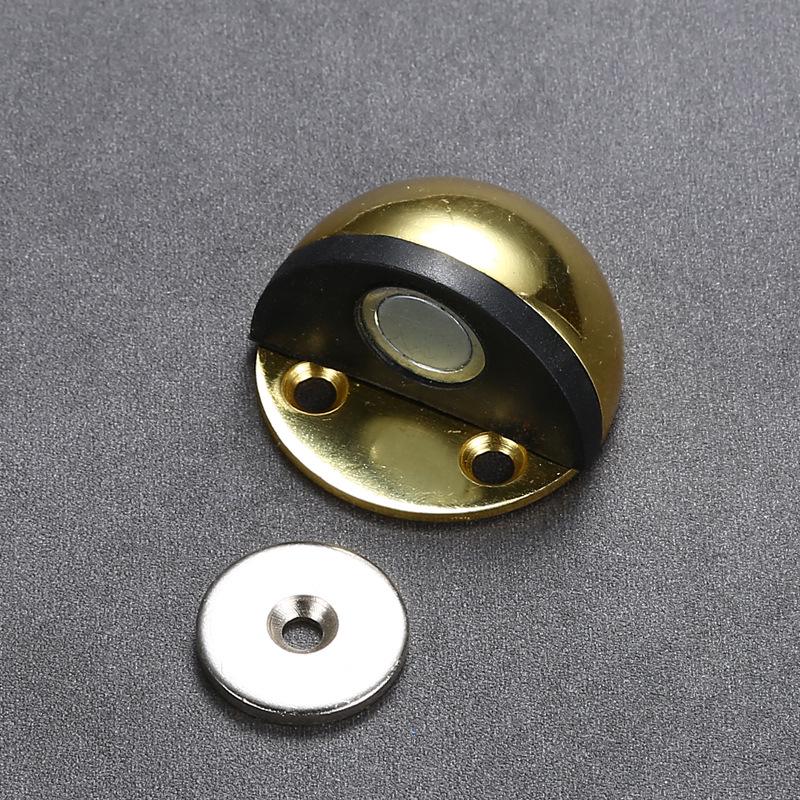 No-Drill Stainless Steel and Wood Magnetic Door Stopper Anti-Collision Floor Mount