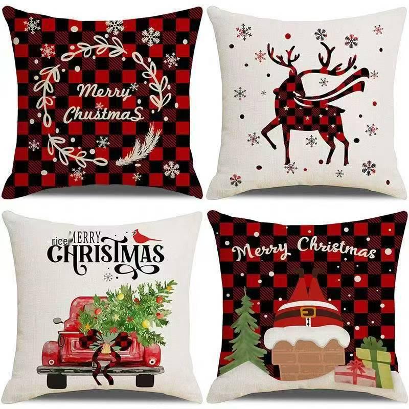 Christmas Linen Pillowcase: Home Sofa Decor & Car Lumbar Support Cushion Cover