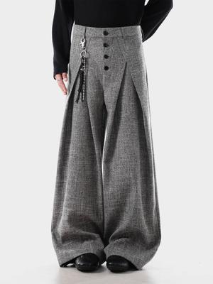 Unisex Retro Striped Double-Breasted Wide-Leg Pants