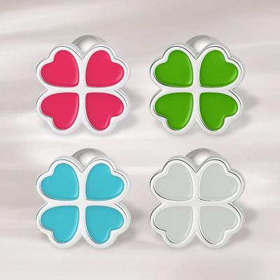 JEWNEL (1+1)Silber925 Emaille Mini Farbe Vierblättriges Kleeblatt Silber Ohrstecker (4 Farben)
