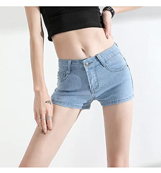 Denim Summer Sexy Hot Plus Size Denim Pants Light Women's Shorts, Jeans, Pants, (4XL, Blue)