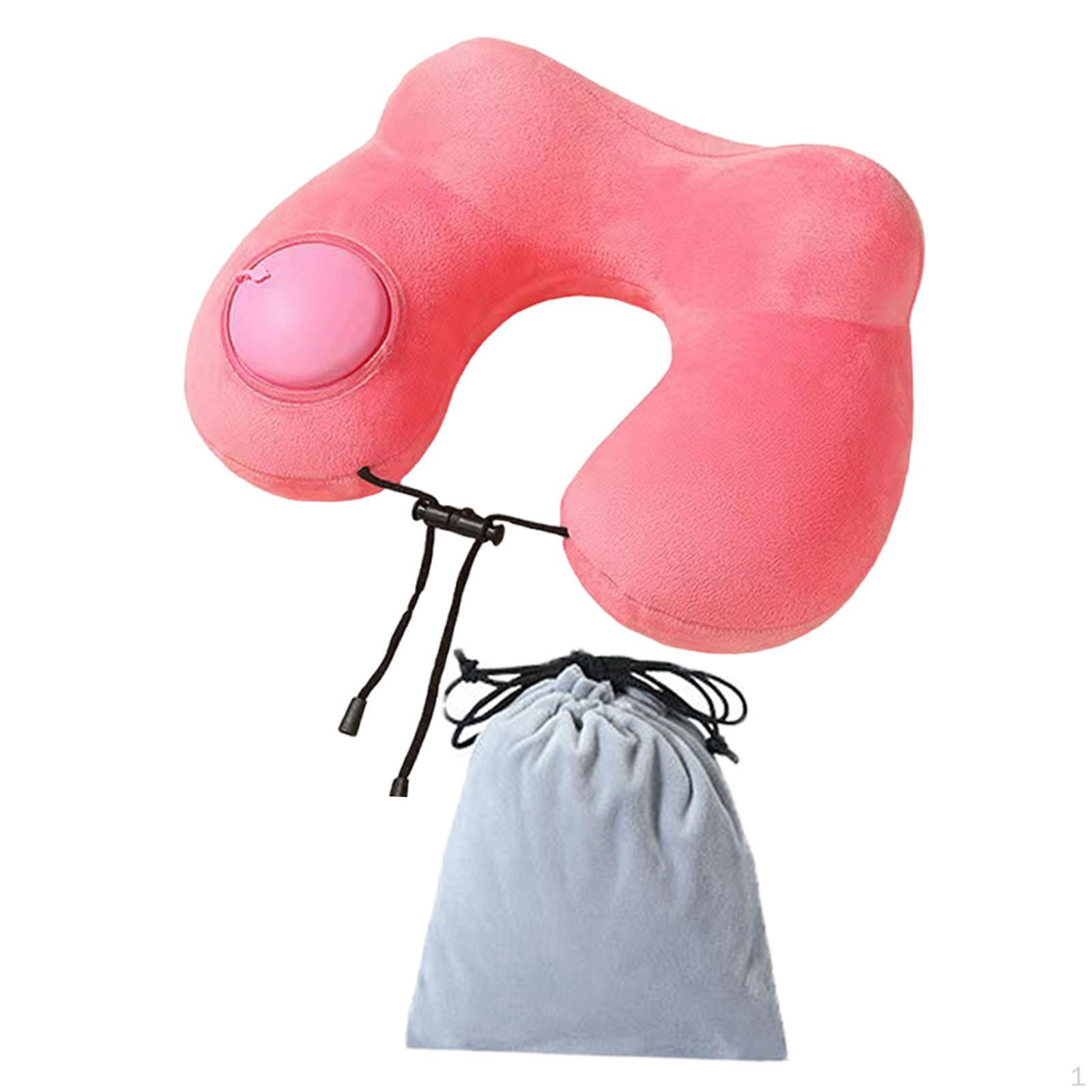 

Travel Neck Pillow Inflatable Essential Support for Airplane Napping Office рожевий