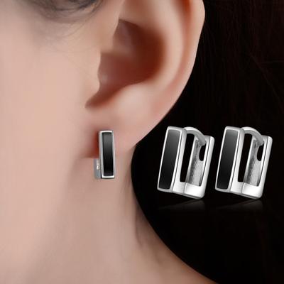 Gun Black Women Hoop Earrings Jewelry Perdonality 925 Sterling Silver Earrings for Men Valentine's Day Gift