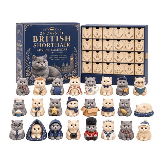 Calendario dell'Avvento per Bambini 24 Giorni di Gatti Medievali Brutti con Tradizioni Familiari Uniche per le Feste Ornamenti in Acrilico, Conto alla Rovescia di Natale Vintage per Casa e Scrivania