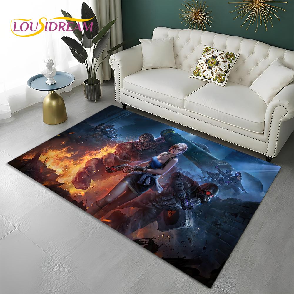 3D Games R-Resident Evil Gamer Carpet Rug for Home Living Room Bedroom Sofa Doormat Decor,kids Play Area Rug Non-slip Floor Mat