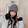 Winter Hat Women Wool Knitted Striped Beanie Baggy Cap Warm Windproof Outdoor Ski Balaclava Casual New