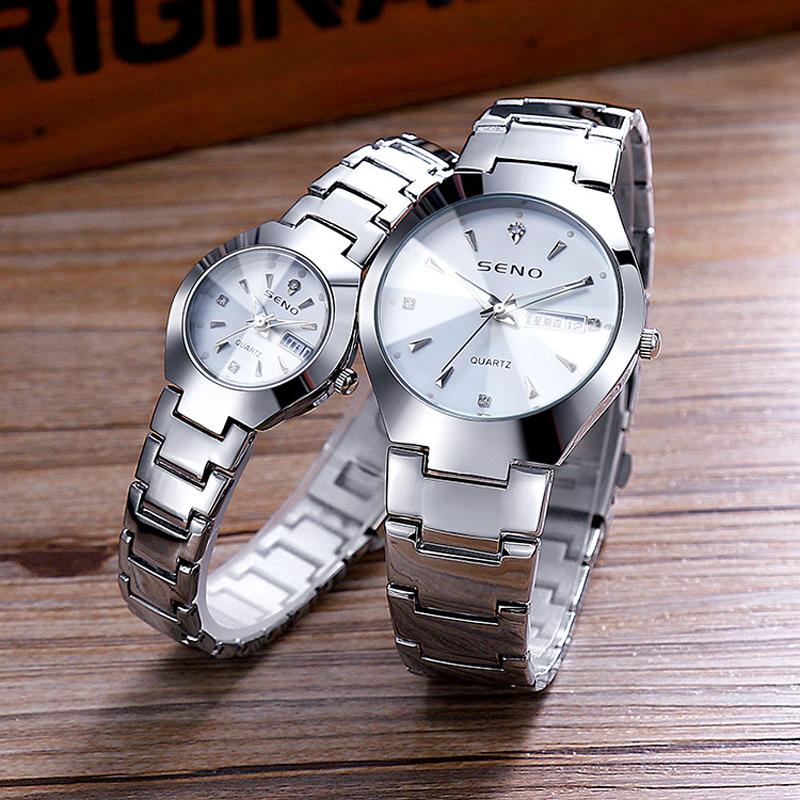 Men's Watch Brand High Quality Tungsten Steel Calendar Waterproof Clock Couple Watches Women's Fashion Quartz Wristwatch Gift
