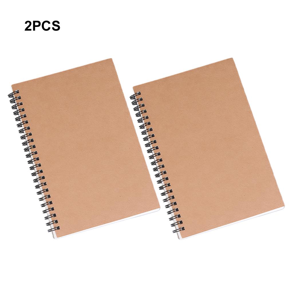 2pieces Double Spiral Office Stationery Supplies Kraft Coil Sketchbook Sketchbook Kraft Notebook