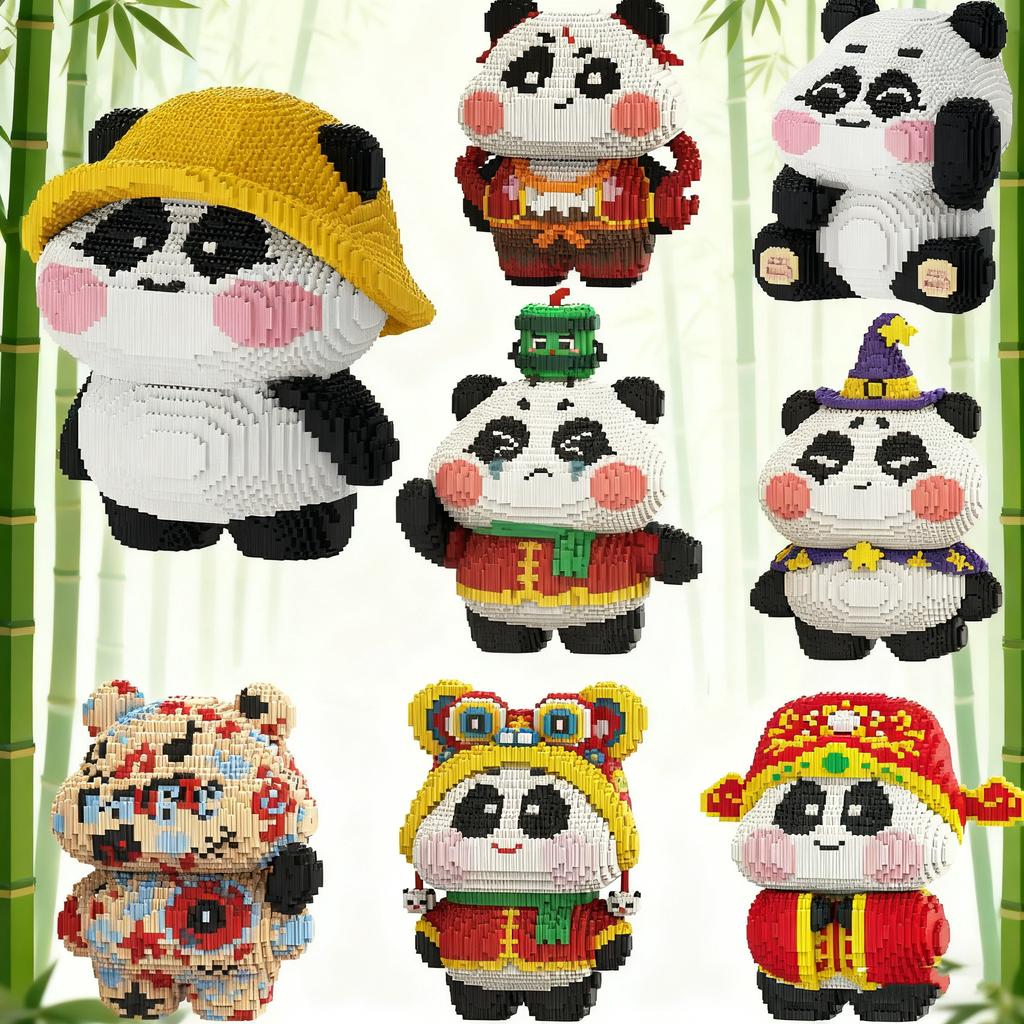 Kawaii Panda Diamant Bausteine 3D Tiermodell Puzzle Montage Stein Figur für Kinder Heimdekoration Weihnachten Geburtstagsgeschenk