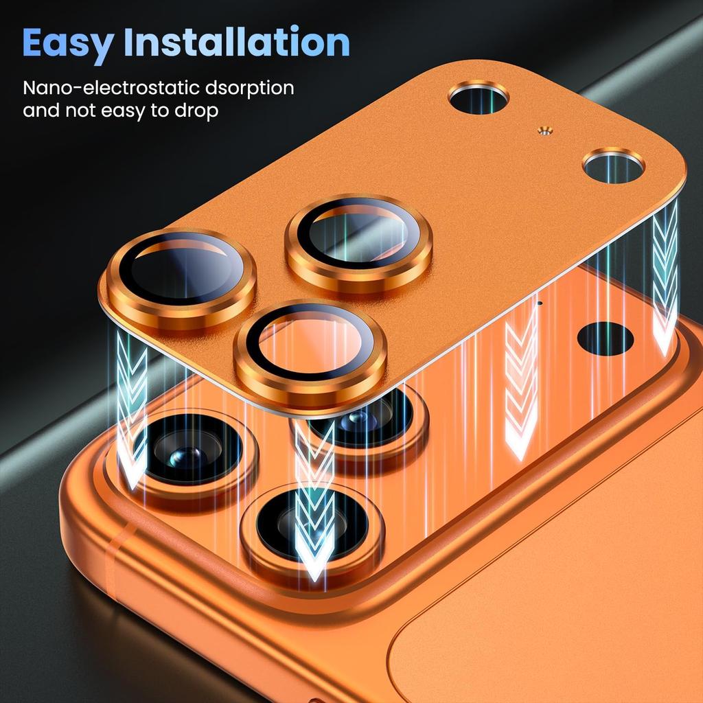 New For iPhone 16 Pro 15 14 Change 17 Pro Max Armor Camera Lens Protector Metal Case Ring Back Lens Tempered Glass Cover Cap