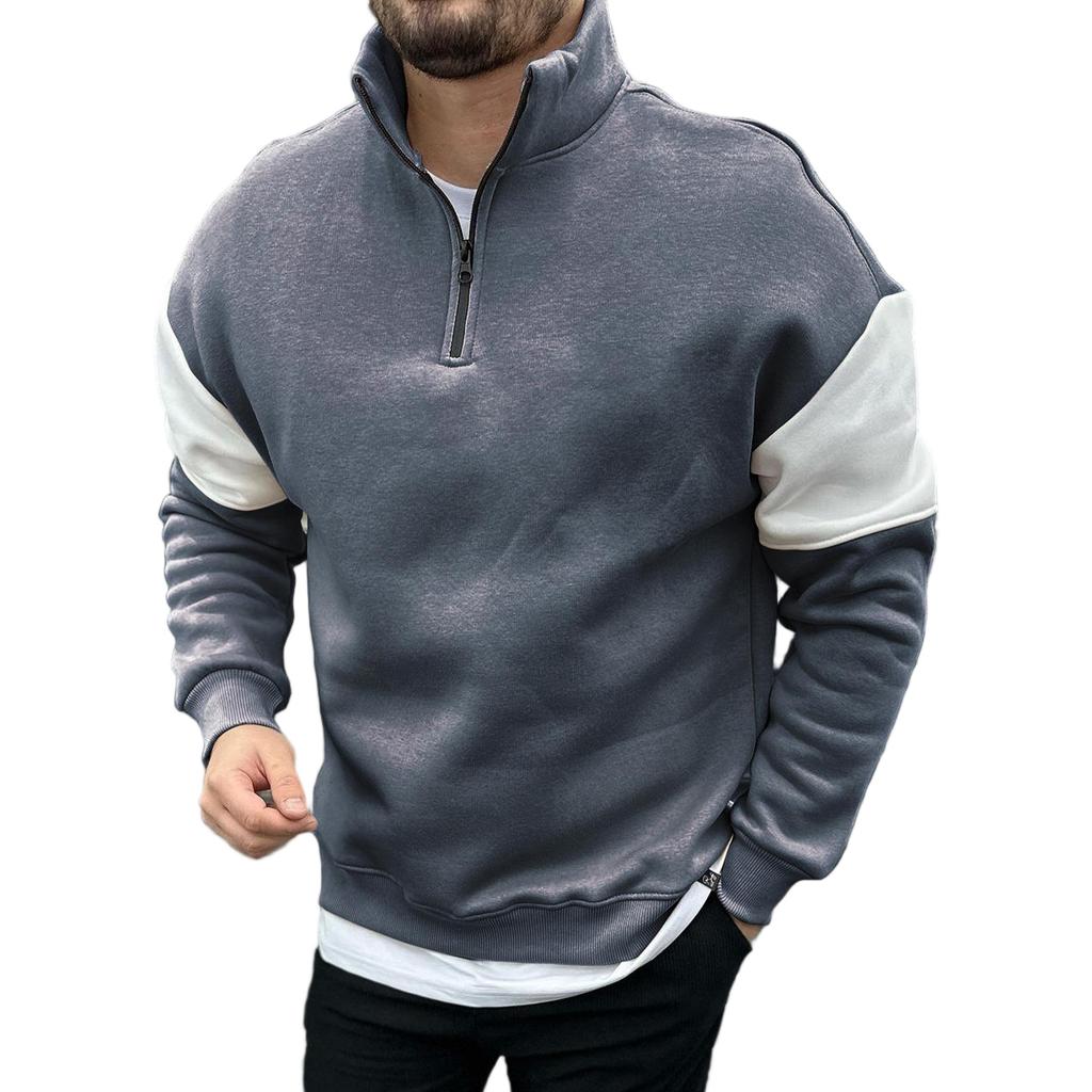Mens Pullover Zip Lightweight Mock Neck Sweatshirt Fashion Long Sleeve Sweater Wniter Clothes