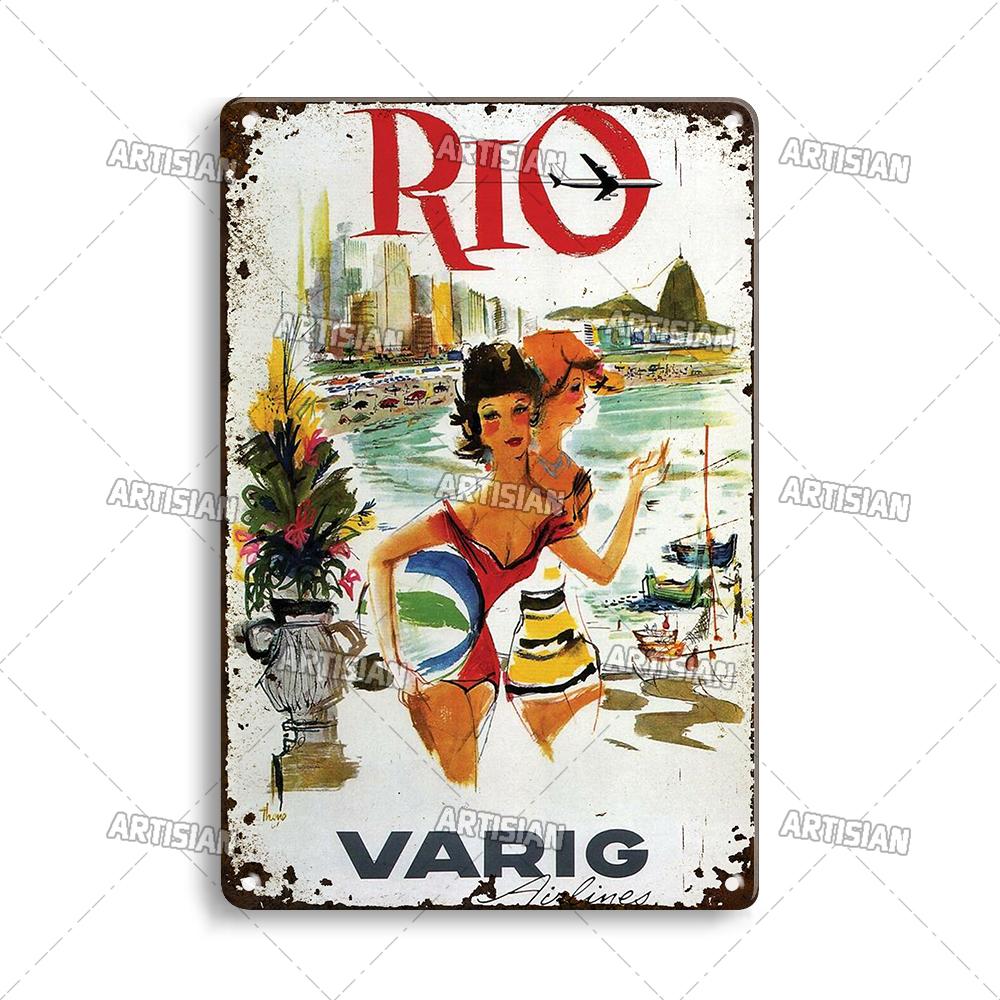 Nostalgic Brazil Metal Poster Vintage Travel Metal Tin Sign Decorative Plate Home Bar Studio Wall Decor Metal Plaque
