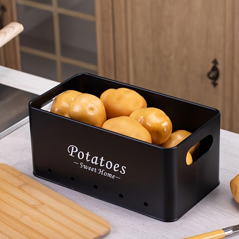 3 buc. Recipient metalic pentru depozitarea alimentelor, cu capac din lemn, ideal pentru ceapă, usturoi, ghimbir, cartofi, roșii.