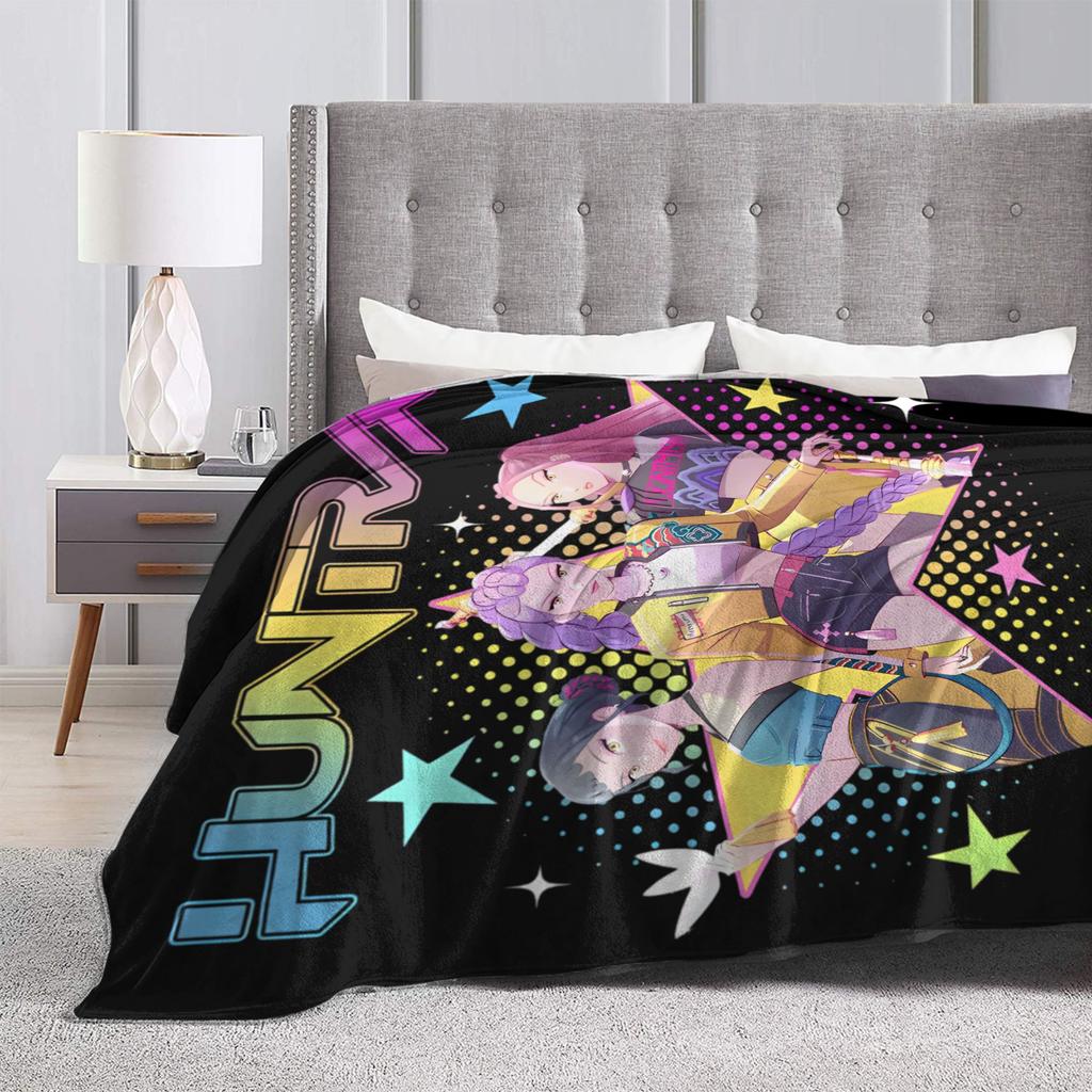 Huntrix Kpop Demon Hunters Knitted Blankets  Zoey Rumi Mira  Plush Throw Blanket Bed Sofa Printed Soft Warm Bedspreads