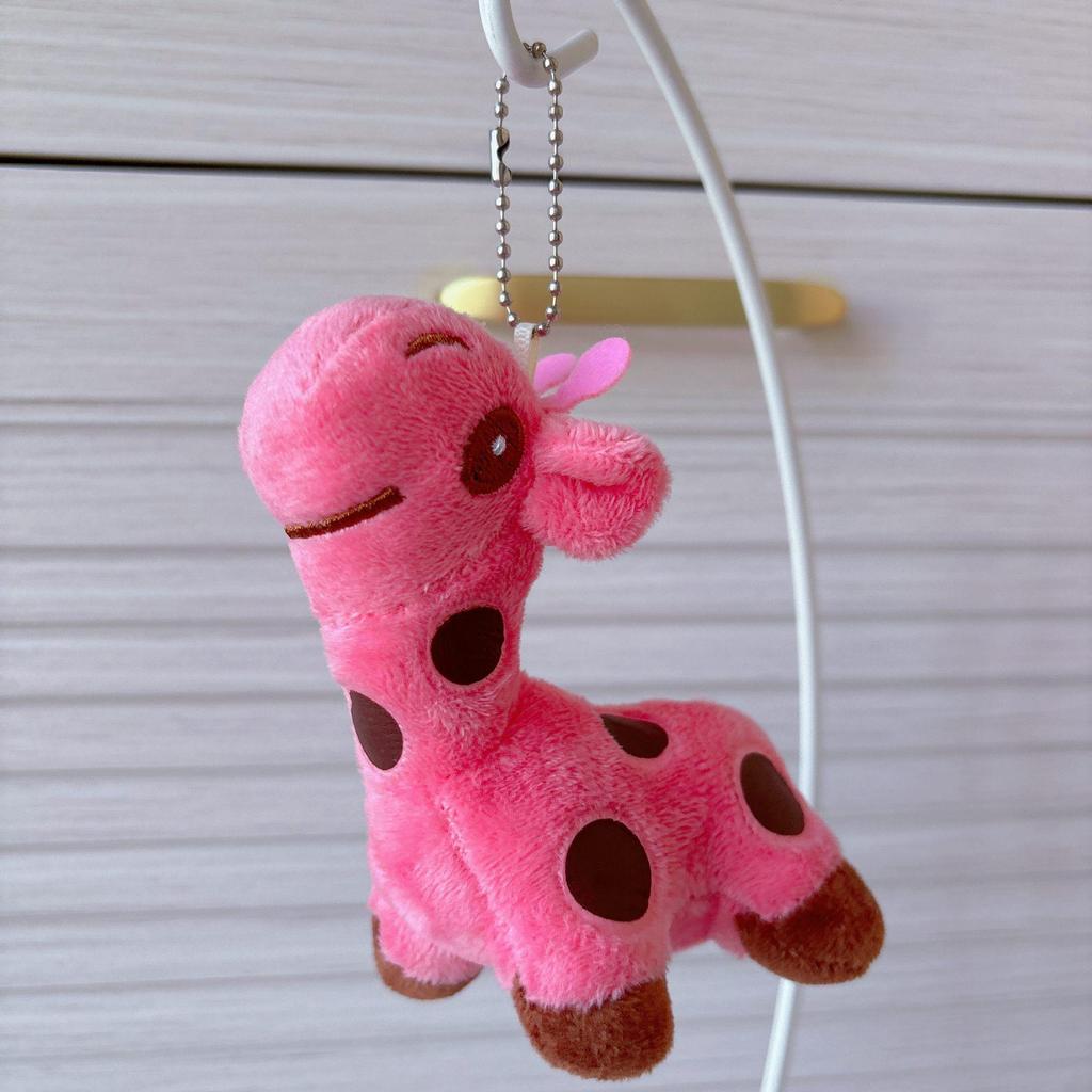 Colorful Spotted Deer Keychain Plush Toy: Giraffe Doll Pendant & Promotional Gift