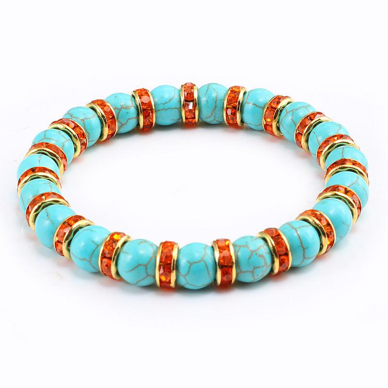 Blue Beaded Bracelet Charm Natural Stone Crystal Septa Stretch Women Bracelets & Bangles Fashion Yoga Jewelry Couple Gifts