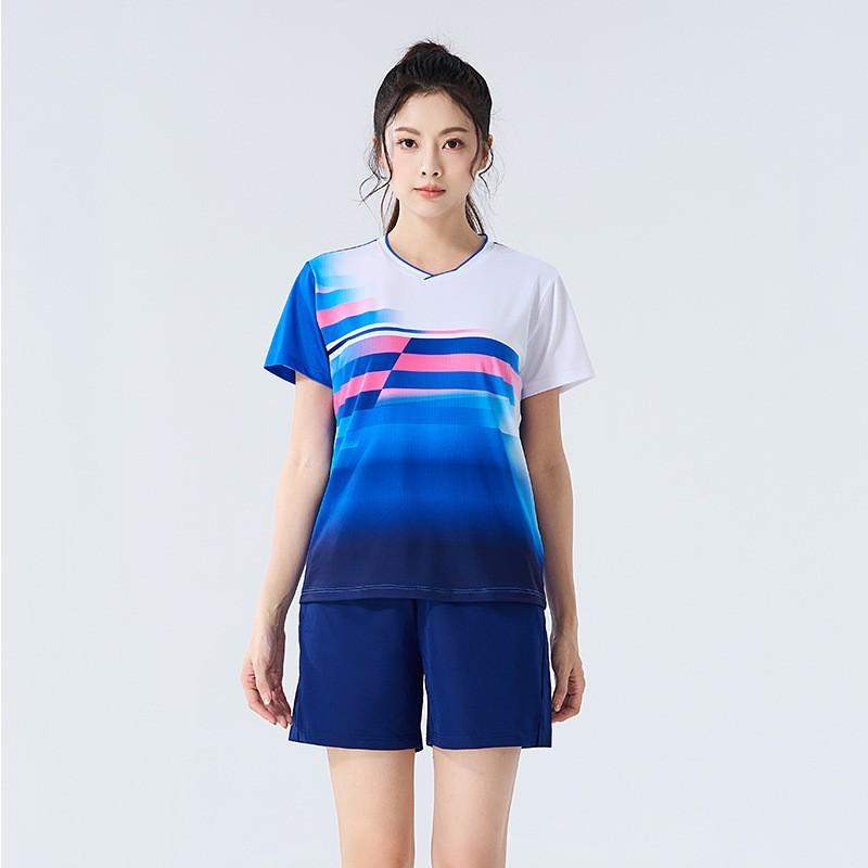 Womens Badminton Sport Set Quick-Dry Short Sleeve Top Skort Pants Training Competition Team Uniform