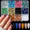 Xiaomi 12 Grids Colorful Flatback Nail Art Rhinestones Mixed Color Sparkly Flatback Resin Rhinestone Nail Charms Wedding Decorations