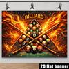 2D Vintage Feuer Billard Kulisse, Pool Billard Fotografie Hintergrundtuch für Bar & Party