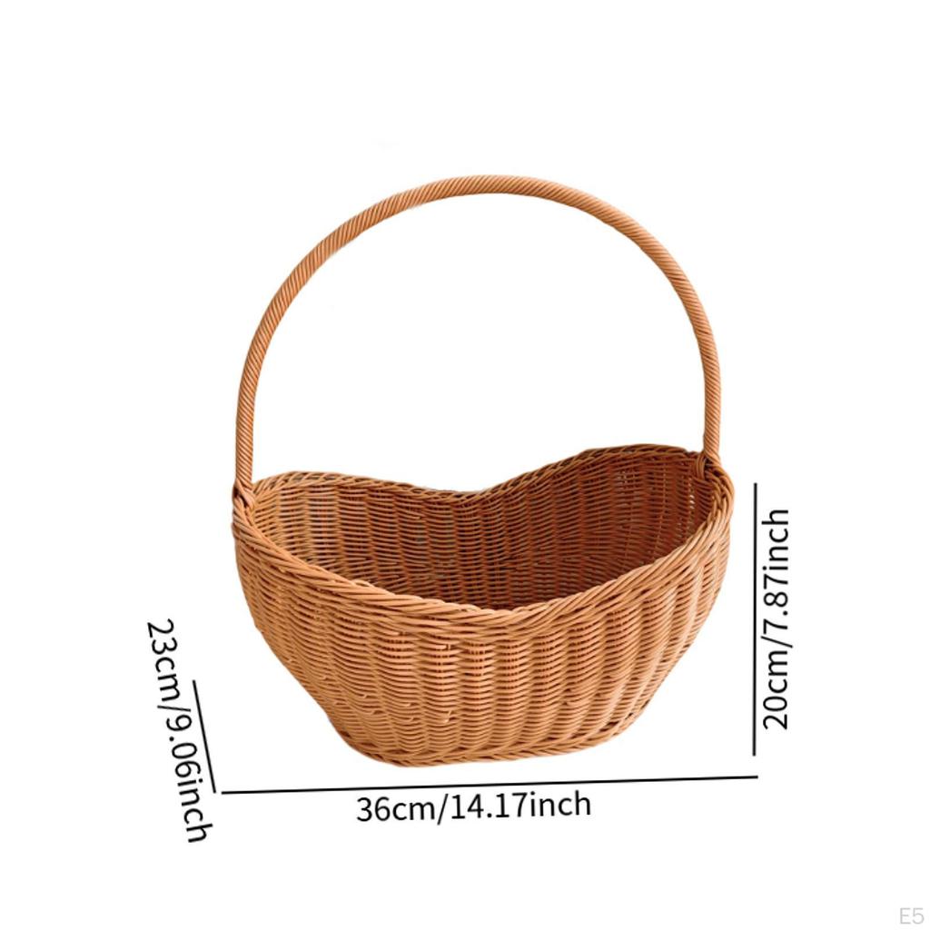 Picnic Basket with Handle Bread Imitation Rattan Handwoven for Outdoor