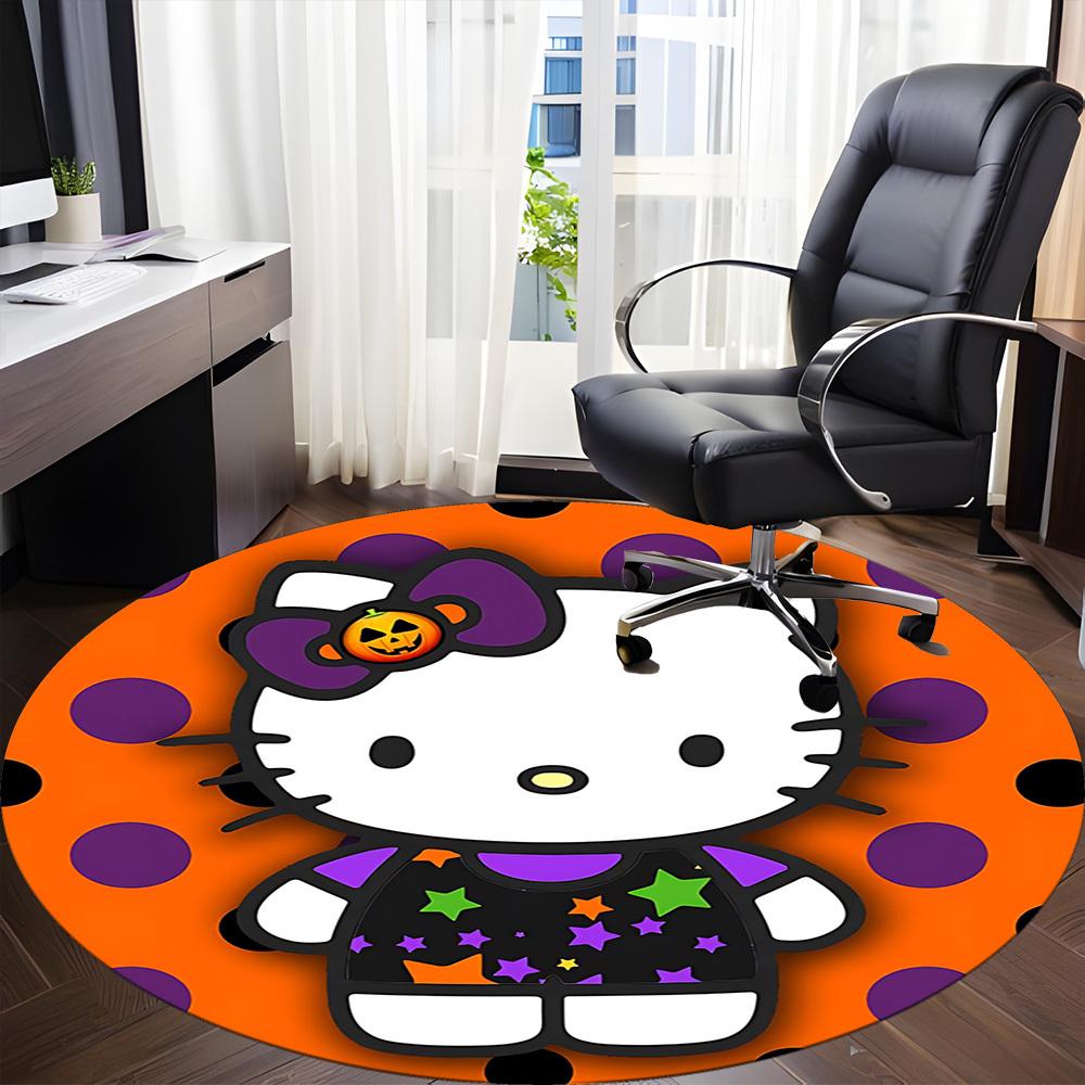 1pc Hello Kitty Chair Carpet for Office, Indoor Non Slip Washable Polyester Fiber Carpet, Mat For Office, Machine Washable