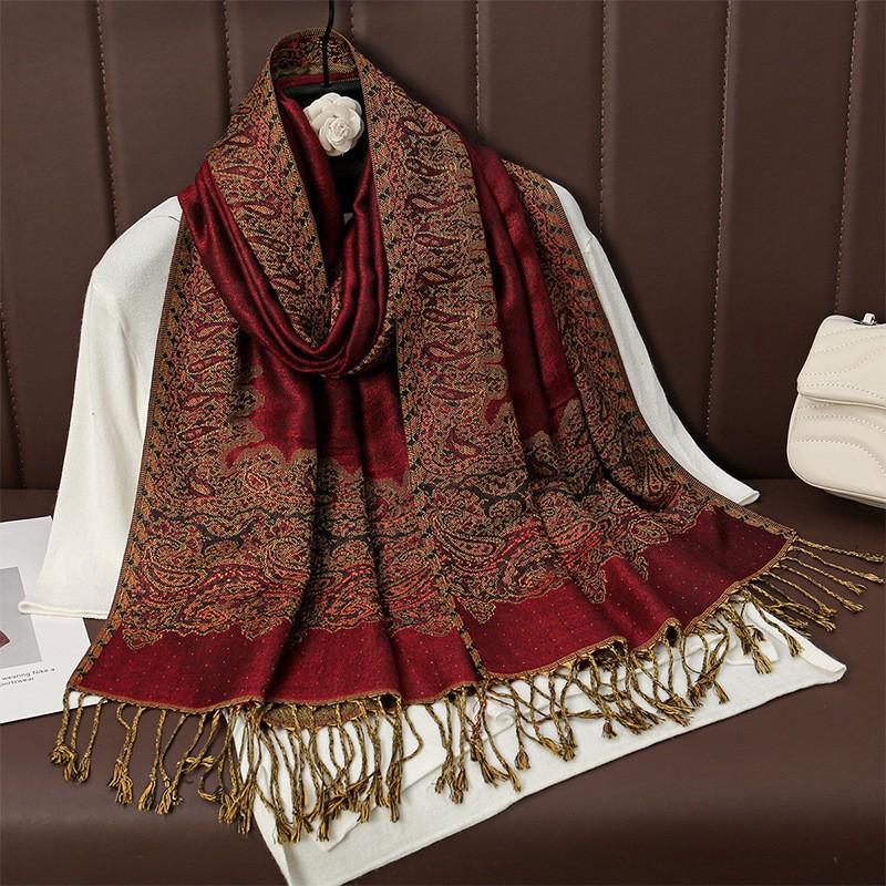 Luxury Cashmere-Feel Wrap Scarf Women Winter Warmth Elegant Jacquard Print Shawl Lightweight Stylish Accessory
