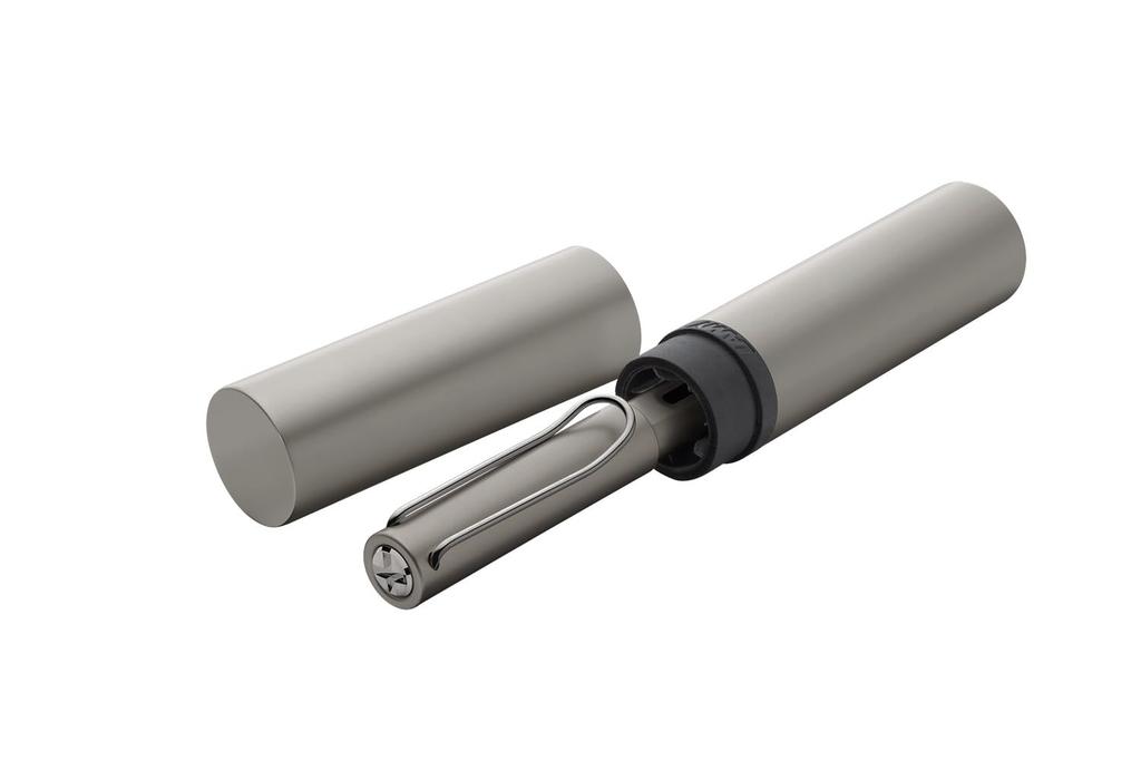 LAMY Lx Ruthenium Fountain Pen Elegant Aluminum Body with Palladium Stainless Steel Clip Steel Extra Fine Includes LAMY T10 Blue Ink Cartridge -
