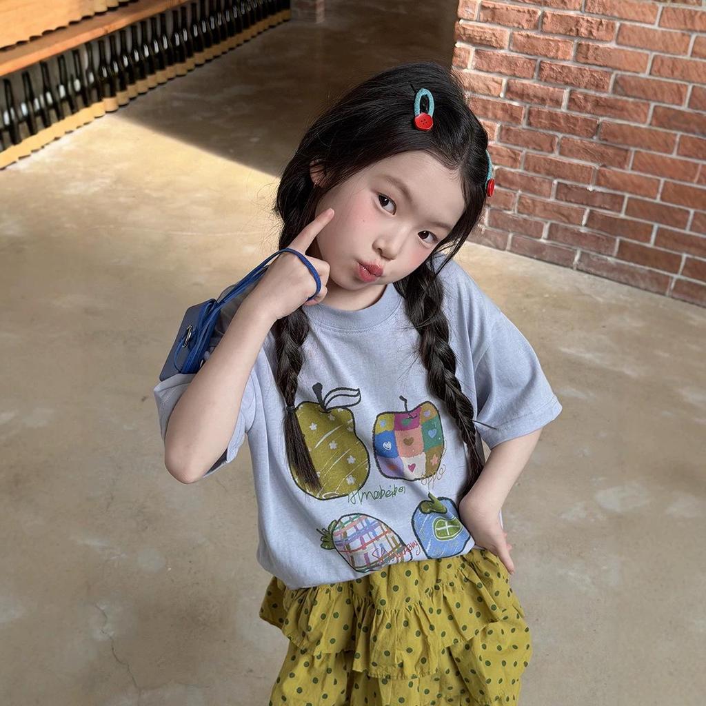 Girls' Korean Style Lightweight Cotton Cartoon T-Shirt