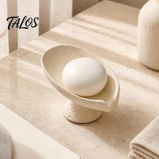 Soap Dish for Shower Lotus Leaf Holder, Self Draining Box, Tray Nordic Style Decorative Container, Home Bathroom Countertop Stone Holder